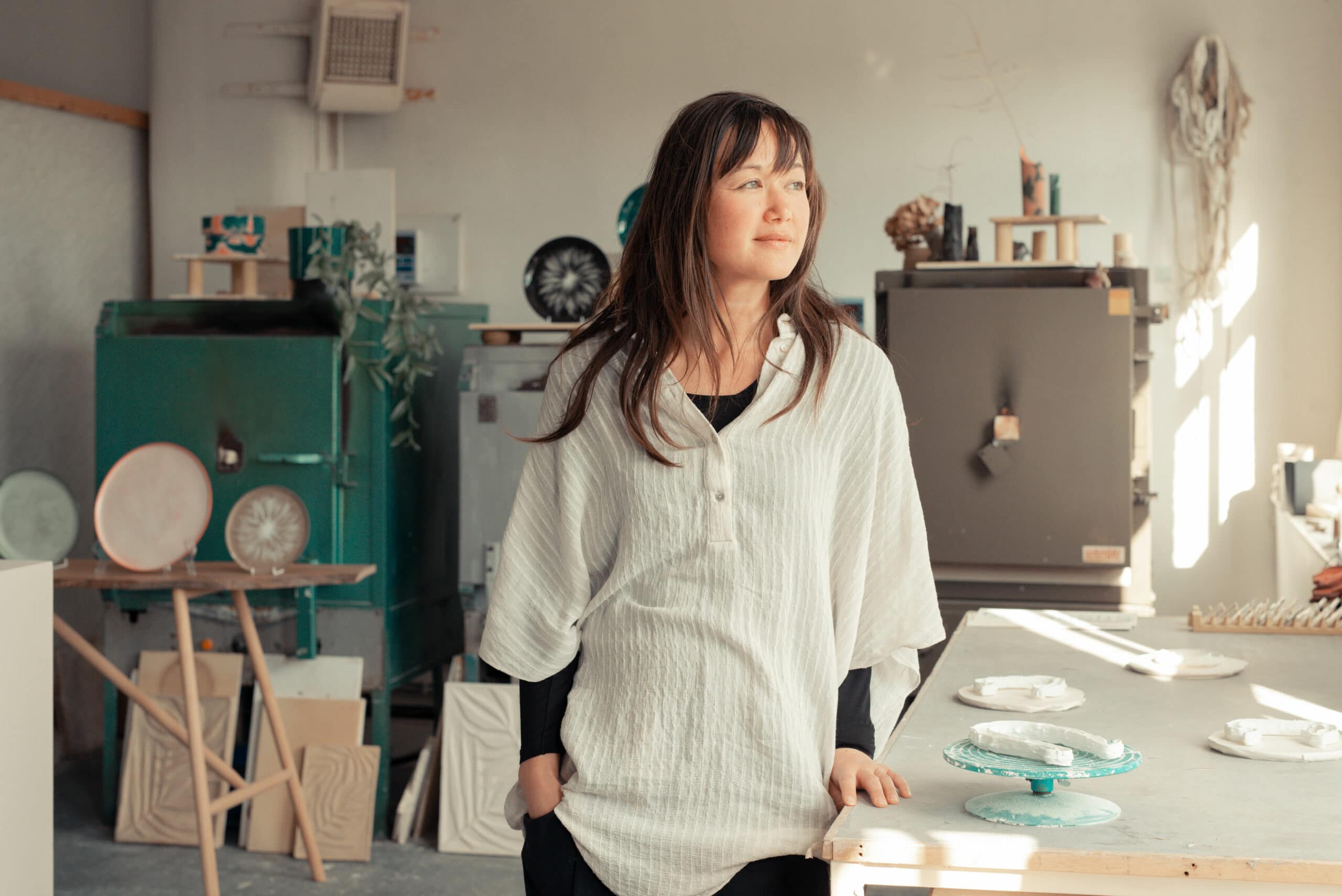 Reiko Kaneko photographed at her studio in Stoke on Trent.